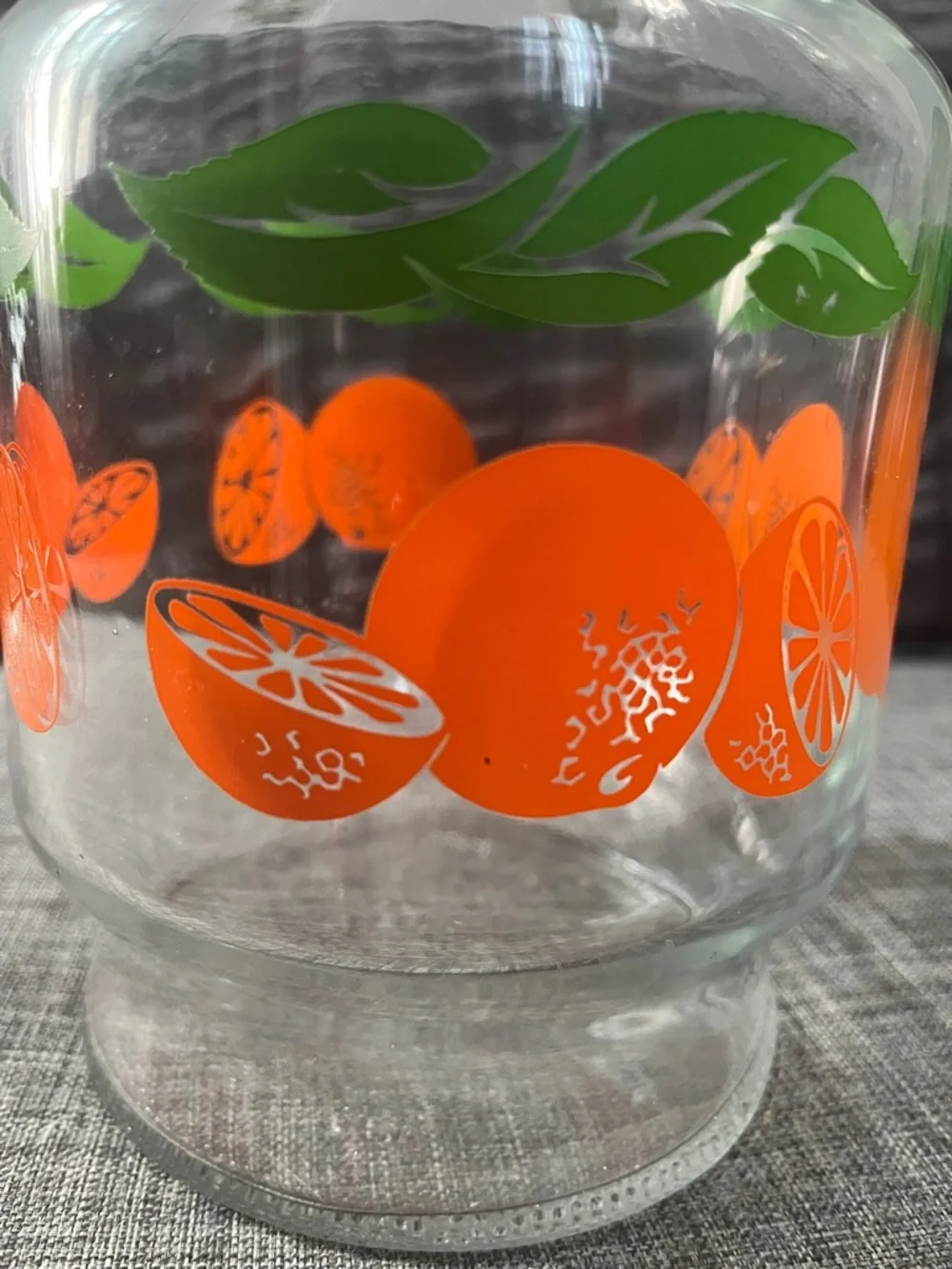 Vintage Orange & Green Glass Beverage Decanter - Picture 2 of 4